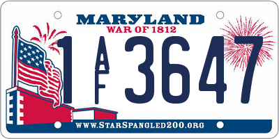 MD license plate 1AF3647