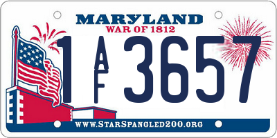 MD license plate 1AF3657