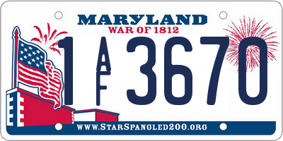 MD license plate 1AF3670