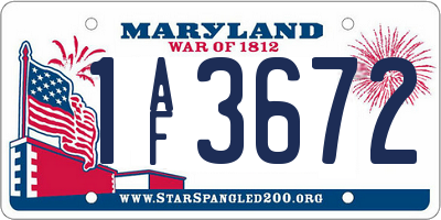 MD license plate 1AF3672
