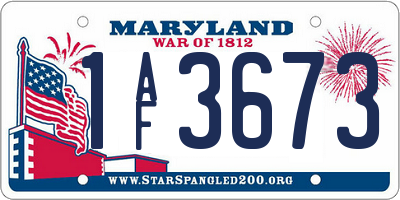 MD license plate 1AF3673