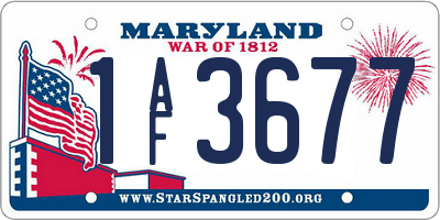 MD license plate 1AF3677