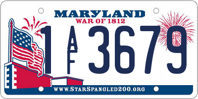 MD license plate 1AF3679