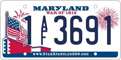 MD license plate 1AF3691