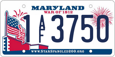 MD license plate 1AF3750