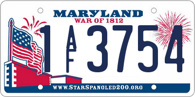 MD license plate 1AF3754