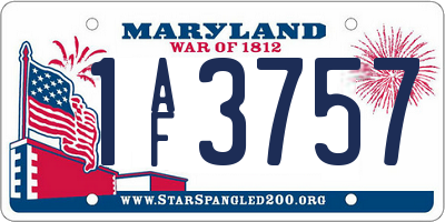 MD license plate 1AF3757