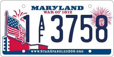MD license plate 1AF3758