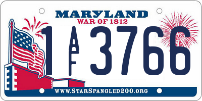 MD license plate 1AF3766