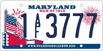 MD license plate 1AF3777