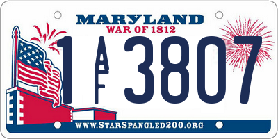 MD license plate 1AF3807