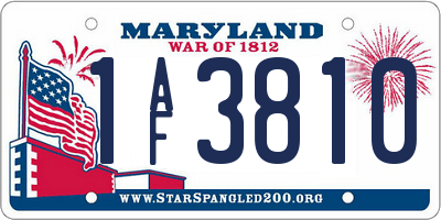 MD license plate 1AF3810