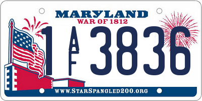 MD license plate 1AF3836