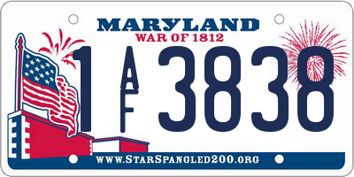 MD license plate 1AF3838
