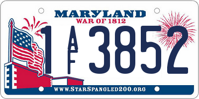 MD license plate 1AF3852
