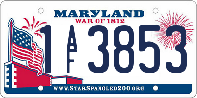 MD license plate 1AF3853