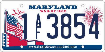MD license plate 1AF3854