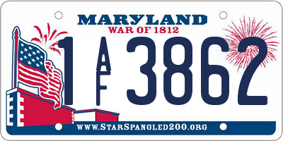 MD license plate 1AF3862