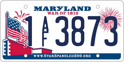 MD license plate 1AF3873