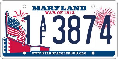 MD license plate 1AF3874