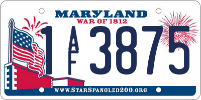 MD license plate 1AF3875