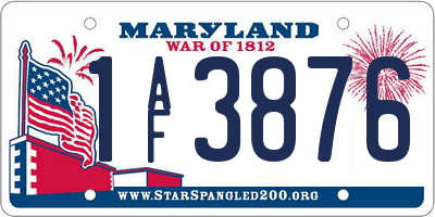 MD license plate 1AF3876