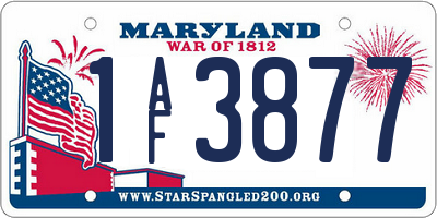 MD license plate 1AF3877