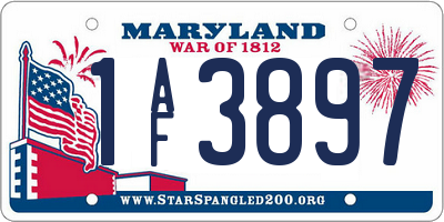 MD license plate 1AF3897