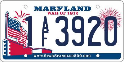 MD license plate 1AF3920