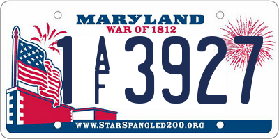 MD license plate 1AF3927