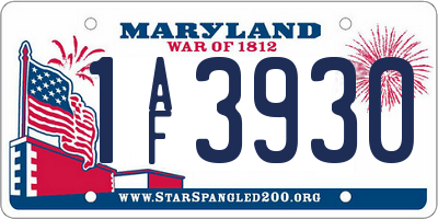 MD license plate 1AF3930