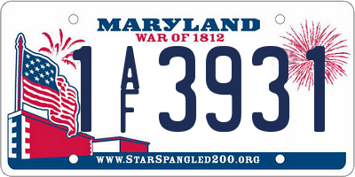 MD license plate 1AF3931