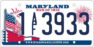 MD license plate 1AF3933
