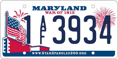 MD license plate 1AF3934