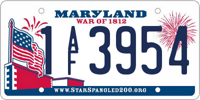 MD license plate 1AF3954