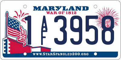 MD license plate 1AF3958