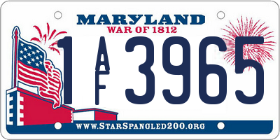 MD license plate 1AF3965