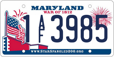 MD license plate 1AF3985