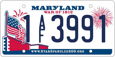 MD license plate 1AF3991