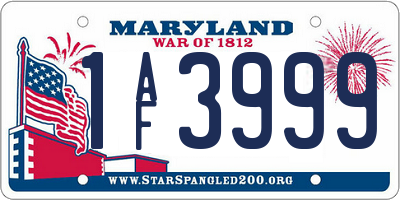 MD license plate 1AF3999