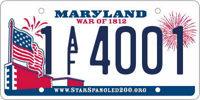 MD license plate 1AF4001