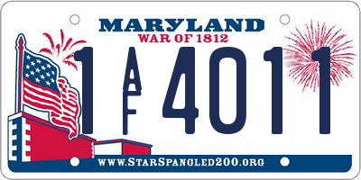 MD license plate 1AF4011