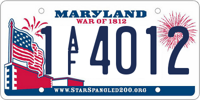 MD license plate 1AF4012