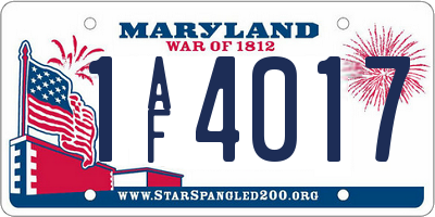 MD license plate 1AF4017