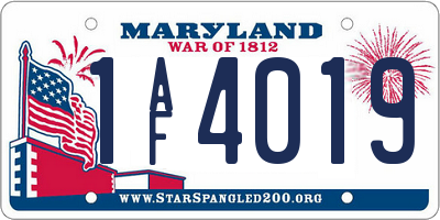 MD license plate 1AF4019