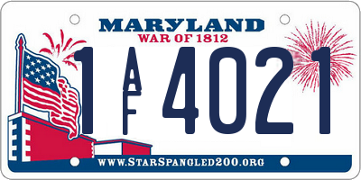 MD license plate 1AF4021