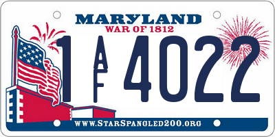 MD license plate 1AF4022