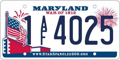 MD license plate 1AF4025