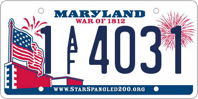 MD license plate 1AF4031