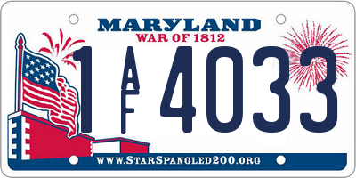 MD license plate 1AF4033
